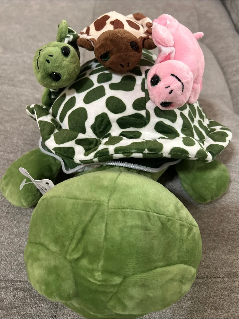 MorisMos Plush Sea Turtle with zippered pouch and 3 babies